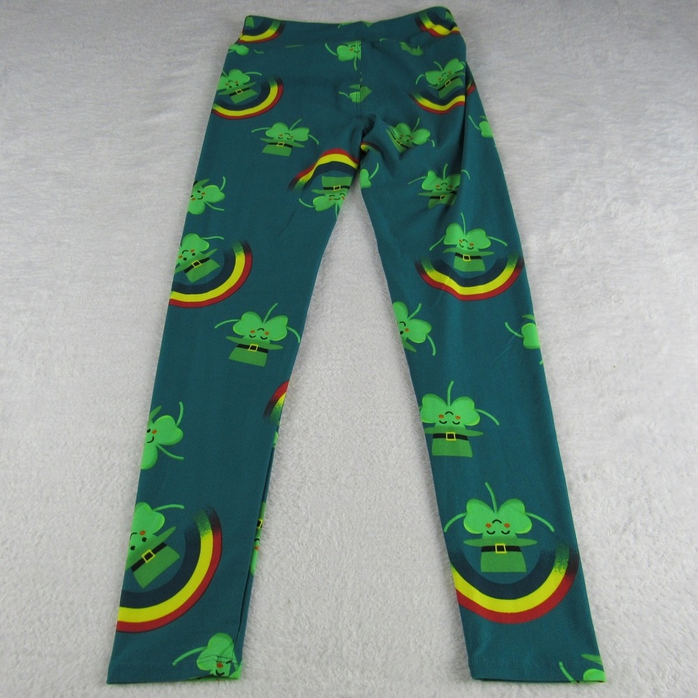 LuLaRoe Leggings Women's One Size Teal St Patrick's Day Shamrock Rainbow